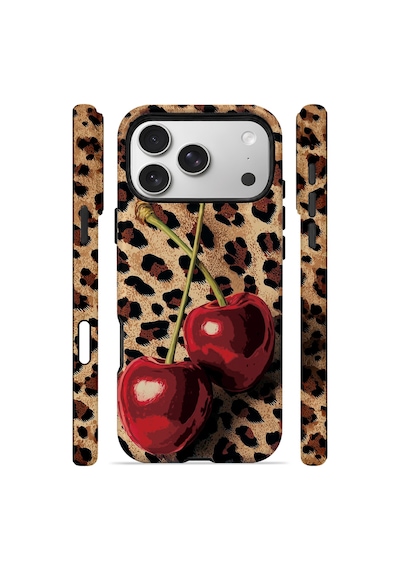 Velvoria Valestra Leopar Kiraz Apple iPhone Uyumlu 17 Pro Darbe Korumalı Kılıf Valestra Select - Leopar Kiraz