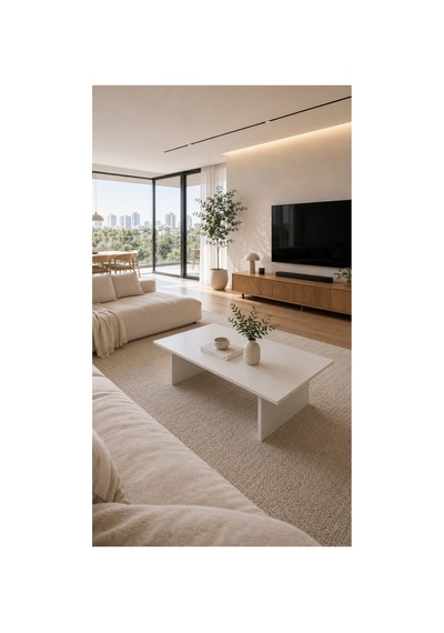 Nordıc Modern Beyaz Orta Sehpa Minimalist Salon Sehpası 90x45x40 Cm Beyaz Beyaz