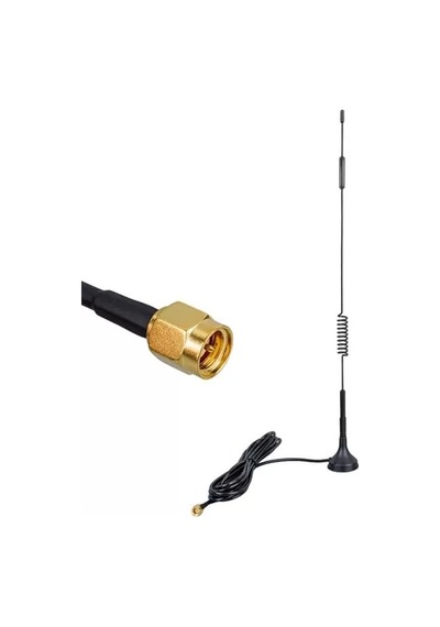 Pm-19638 4g/lte 5dbi Yaylı Modem Router Wifi Adaptör Anteni 3 Metre Kablo - 30 Cm Uzunluk