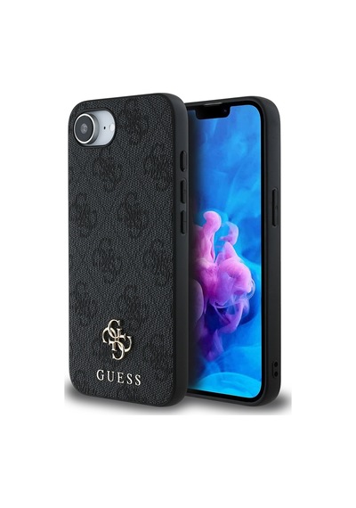 Apple iPhone 16e Uyumlu Kılıf Guess Lisanslı M-safe Şarj Özellikli Small 4g Classic Kapak Siyah