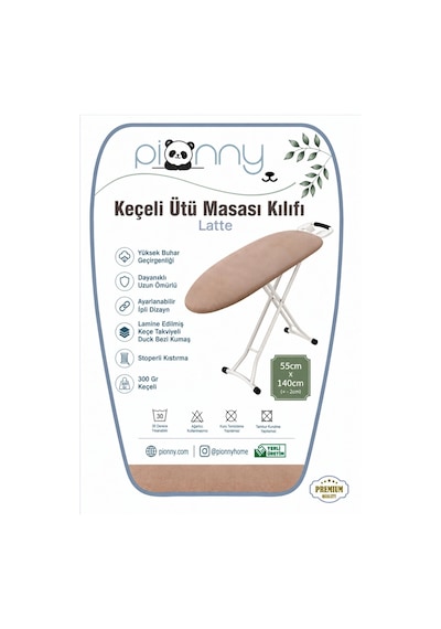 Pionny Duck Kumaş Keçeli Ütü Masası Kılıfı - 55x140 Cm - Latte Çok Renkli