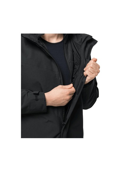 Jack Wolfskin Altenberg 3in1 Outdoor Erkek Mont 1115301-6000 Siyah Siyah
