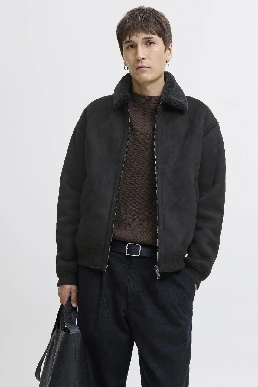 Jack & Jones Erkek Jprccluke Bomber Ceket Siyah, Yüksek Kalite, Fermuarlı, Uzun Kollu, Günlük Kullanıma Uygun Siyah