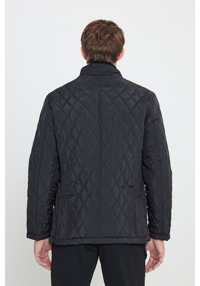 AC&Co / Altınyıldız Classics Erkek Sıyah Standart Fit Normal Kesim Dik Yaka Desenli Overcoat Siyah