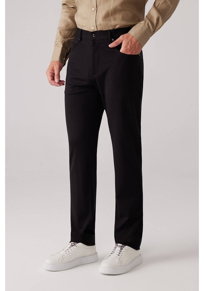 Erkek Siyah Ultra Esnek Rayon Karışımlı Kanvas Pantolon