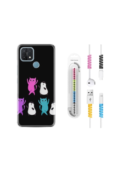 Oppo A15S Kılıf Kablo Koruyuculu Cat Dance 1824