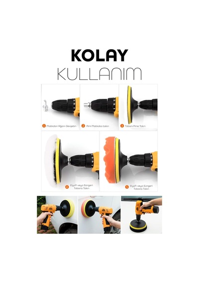 150mm / 11 Parça / Mega Boy Pasta Cila Elyaf Polisaj Süngeri / Matkap Uyumlu Parlatma Seti