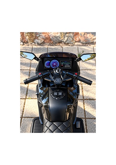 12v Akülü Çocuk Motoru 3-6 Yaş Led Işıklı Müzikli Deri Koltuklu Ayaktan Gazlı Siyah Siyah