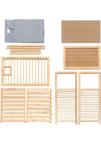 Bambu 2 Raflı Kirli Sepeti Çok Amaçlı Banyo Düzenleyici Organizer Ahşap