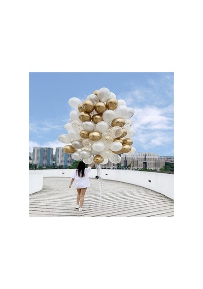 Beyaz Gold Konfetili Balon 418