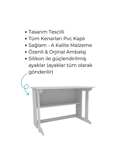 Enda Home Pillar Kütüphaneli Geniş Çalışma Masası 100x56 Cm Beyaz