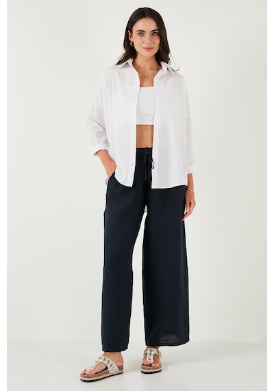 Lela Pamuk Karışımlı Regular Fit Bayan Gömlek 6772418 Beyaz
