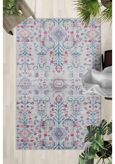 Kaymaz Taban Yıkanabilir Halı Mutfak, Salon, Yatak Odası İçin Modern Dijital Baskı Halı Slnhalı39 - 0130 Çok Renkli