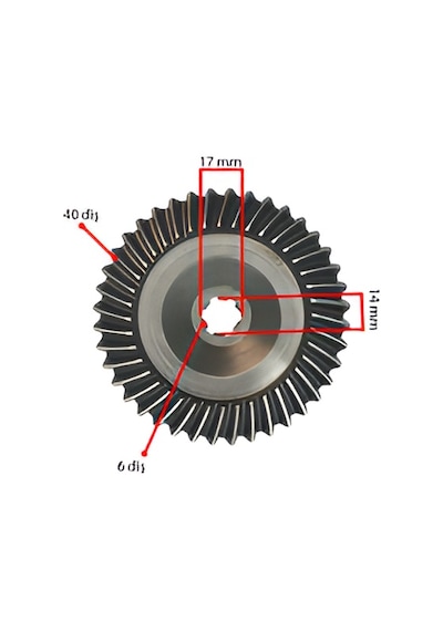 Taifun Ayna Dişli Üst Spiral Konik Dişli 123 Mm 41 Diş 6 Frezeli