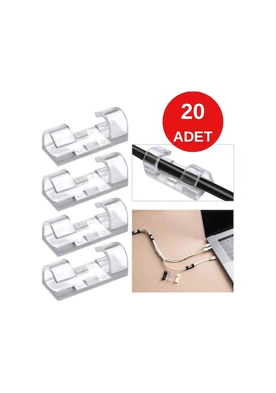 20 Li Kablo Sabitleyici Düzenleyici Şeffaf Kablo Toparlayıcı