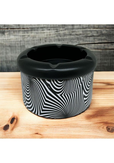 Spiral Desen Metal Mini Sigara Küllüğü Siyah 8cm