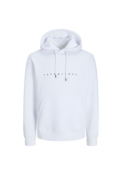 Jack & Jones Kabartma Baskılı Kapüşonlu Sweatshirt - Star 12233972 White Koyu Siyah