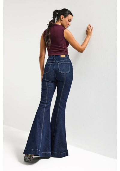 Itsbasic Kadın İndigo 7s6-50 Flare Fit Viskon Kumaş Elastan Denim Jean