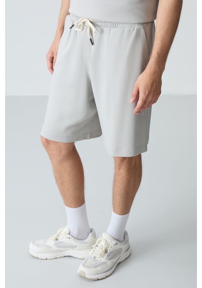 Tommy Life Taş Pamuklu Kalın Yumuşak Dokulu Oversize Fit Basic Erkek Şort Takım - 85257
