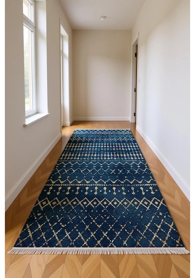 Blghome İndigo Mavi Tasarım Dekoratif Halı
