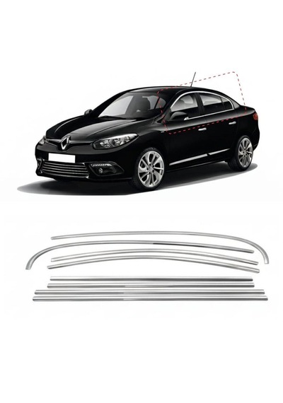 Renault Fluence Cam Çıtası Komple Set Çerçevesi Kromu Nikelajı