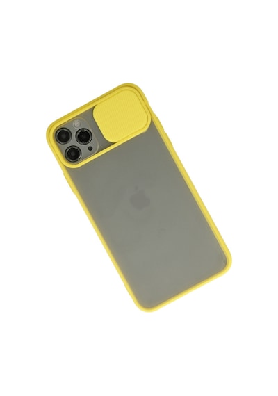 Apple iPhone  Uyumlu,  11 Pro Max Kılıf Palm Buzlu Kamera Sürgülü Silikon - Sarı