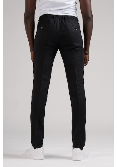 Ecer Slimfit Beli Lastikli Ve İplikli %100 Linen Ham Keten Jogger Pantolon 001