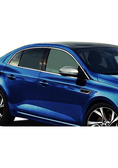 Renault Megane 4 Sedan Cam Çerçevesi 12 Parça Krom Çıta 2015 - 2025 Pas. Çelik Full Set
