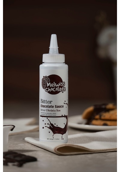 Melwiss Chocolate Bitter Çikolata Sosu - Waffle Krep Pankek Çikolata Sosu 330 G