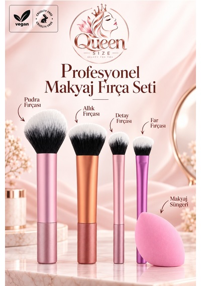 Professional Touch Essentials 5 Parça Makyaj Fırça Seti 4 Fırça Ve Makyaj Süngeri