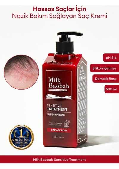 Hassas Saçlar İçin Nazik Bakım Sağlayan Saç Kremi Mılk Baobab Sensitive Treatment Damask Rose