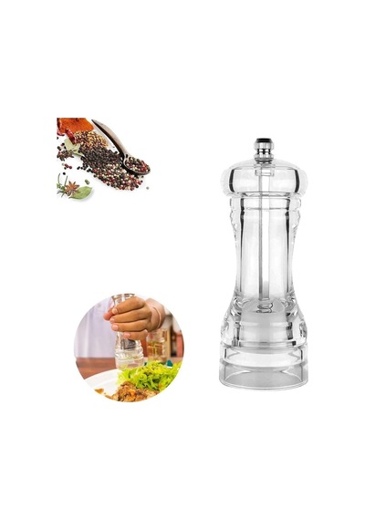 2 Li Büyük Boy 20 Cm Akrilik Şeffaf Tuz Karabiber Değirmeni Beyaz Mıt1257 Çok Renkli