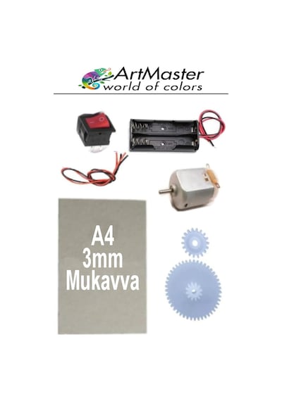 Oyuncak Araba Yapım Seti 1 Paket Okul Deney Dc Motor Çark Dişli Plastik Tekerlek 2 Adet Metal Şaft Proje Deney Seti
