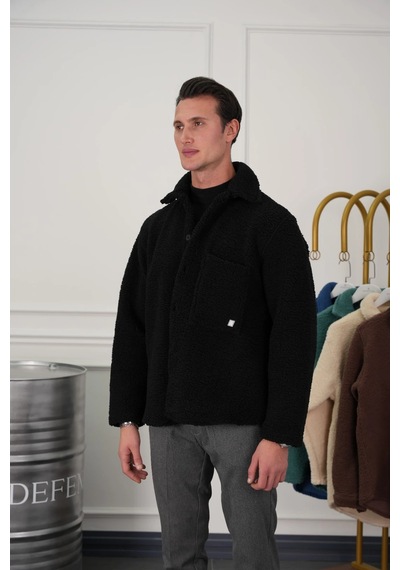Modefendi Oversize Peluş Mont Siyah