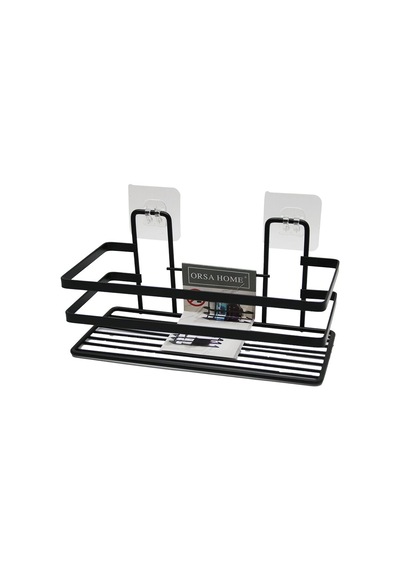 Yapışkanlı Askılı Çok Amaçlı Siyah Kare Banyo Raf 5047 Diğer
