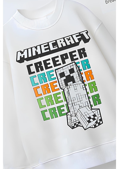 Belyakidswear Tam Kalıp Oversize Erkek Çocuk Pamuğa Pamuk 3 İplik Kumaş Min1 Tasarım Sweatshirt Beyaz