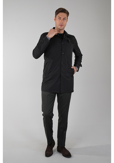 Bisse Siyah Regular Fit Polyester Pardösü Trençkot Pardesü Trcn25y25001 D99