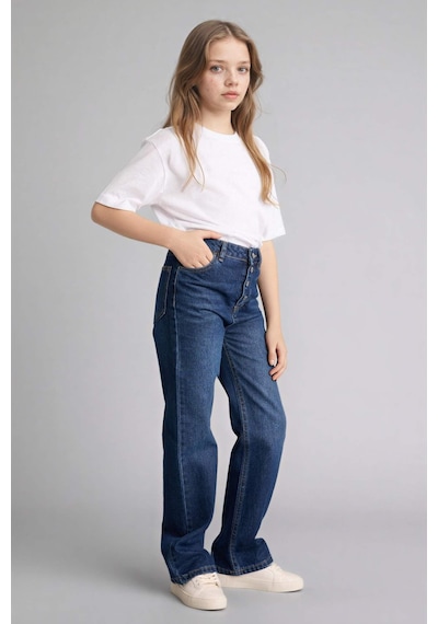 Defacto Geniş Paça Jean Pantolon Kız Çocuk G9585a826spnm34 Mavi-nm34