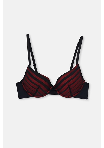 Eros 1130 Ivy Çizgi Detay Yarı Dolgulu Sütyen Külot Takım Bordo