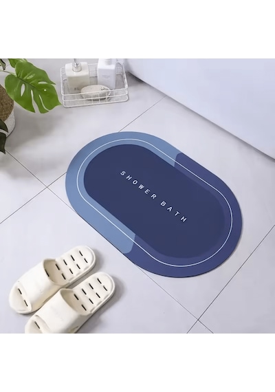 Oval Yazısız Antibakteriyel Diatomit Süper Sihirli Su Emici Kaymaz Tabanlı Banyo Paspası 40 60 Cm Tek Renk Diğer