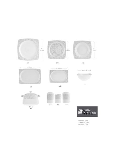 Karaca  Square Bone Bridal 60 Parça 12 Kişilik Yemek Takımı
