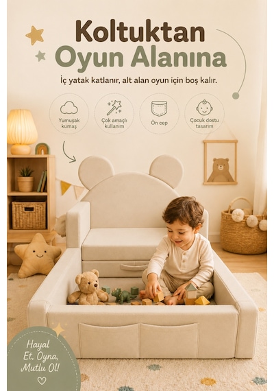 Luxury Tedyy Baza Ve Başlıklı Montessori Full Sünger Yatak Seti