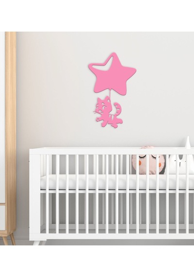 BK Gift Kedi Tasarımlı Çocuk Odası Ahşap Duvar Süsü-2