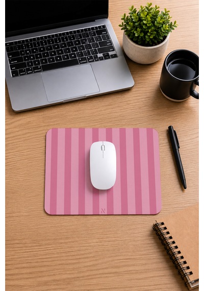 Pembe Renkli Çizgili Ergonomik Mouse Pad, Kaymaz Yüzey İle Ev Ve Ofis Kullanımı İçin İdeal