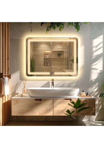 Linea Günışığı Kumlamalı Lavabo & Banyo Aynası Dokunmatik Sensörlü 80 X 60