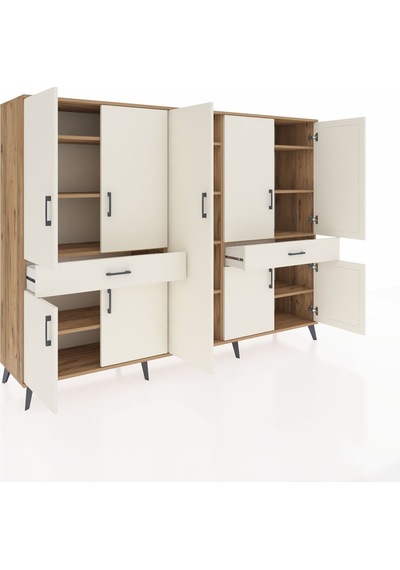 Hyperion Dolap 12 Raflı 2 Çekmeceli 8 Kapaklı 220x44x163 Çam-ayta Çam-aytaşı Hyperion Dolap 12 Raflı 2 Çekmeceli 8 Kapaklı 220x44x163 Çam-ayta Çam-aytaşı