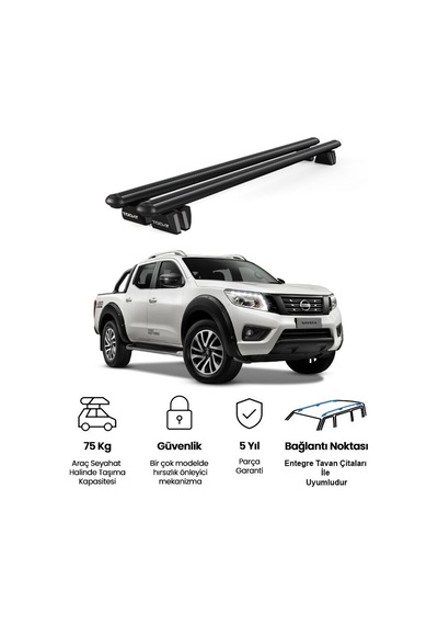 Pençe Nissan Navara Ara Atkı 2016 Ve Sonrası Uyumlu Siyah Ara Atkı Port Bagaj Tavan Barı