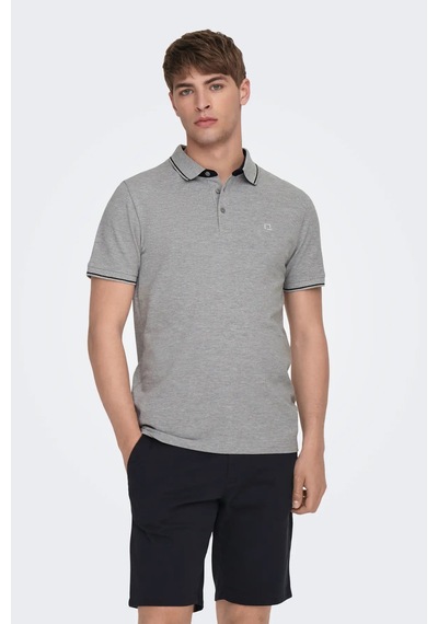Only & Sons Erkek Onsfletcher Polo Yaka %100 Pamuk T-shirt 22024827 Gri Gri