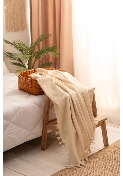 Lexroo %100 Pamuklu Çift Kişilik Pike, Koltuk Örtüsü, Çok Amaçlı Örtü 200x240 Natural Çok Renkli