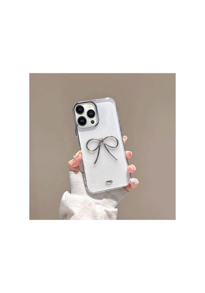 Apple İphone 16 Pro Max Uyumlu Kılıf Bow Silikon Kılıf Şeffaf